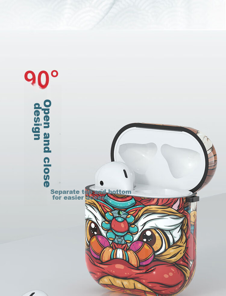 ESCASE AirPods Pro Second Generation Protective Case, National Trend Apple Wireless Bluetooth Earphone Cover, Cartoon Trendy Style, Creative Dust-Proof And Shockproof IML Hard Shell, Personalized Trendy Cute Design, Attract Wealth And Fortune 5