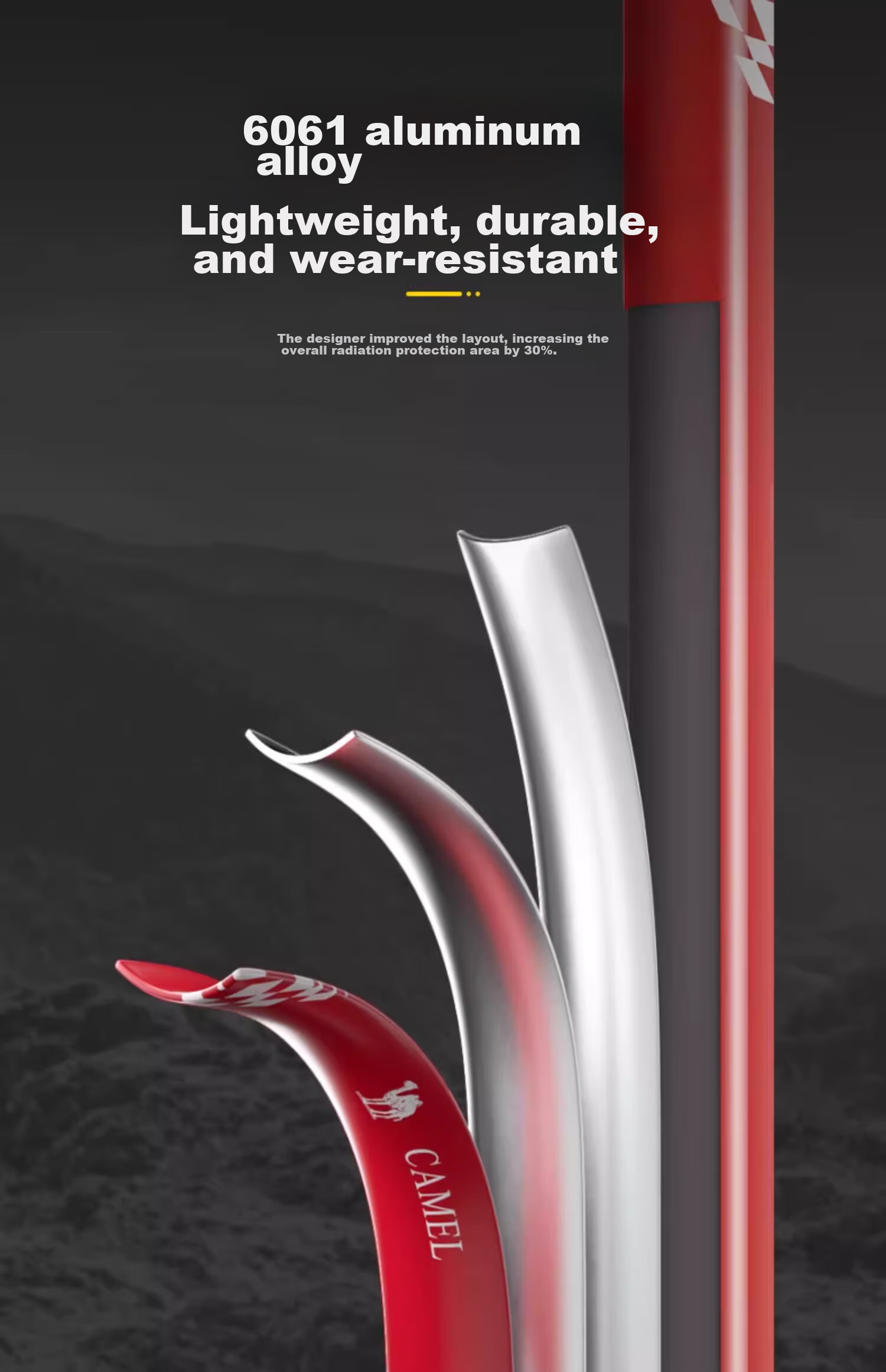 CAMEL Trekking Pole, Aluminum Alloy Lightweight Telescopic Folding Hiking Stick, Anti-Slip Walking Stick for Elderly, Climbing Pole 4674 6