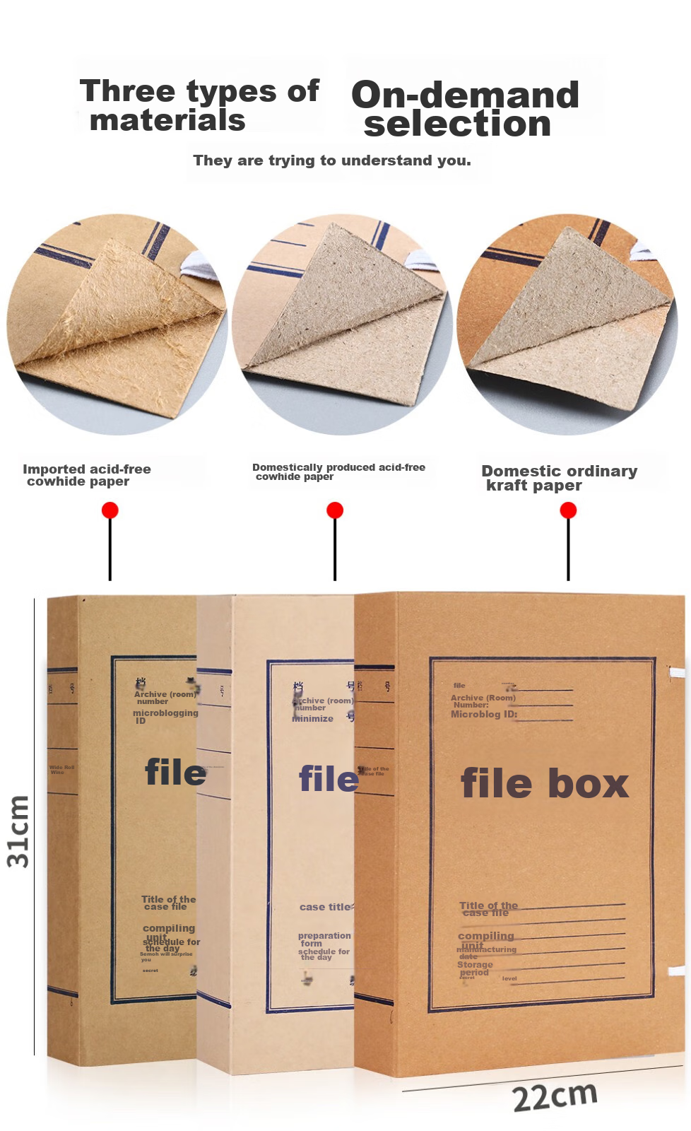 Longe [Pack of 10] Thick Kraft Paper File Boxes Acid-Free Document Storage Containers for Personnel, Finance, And Voucher Files Customizable for Bulk Orders 3