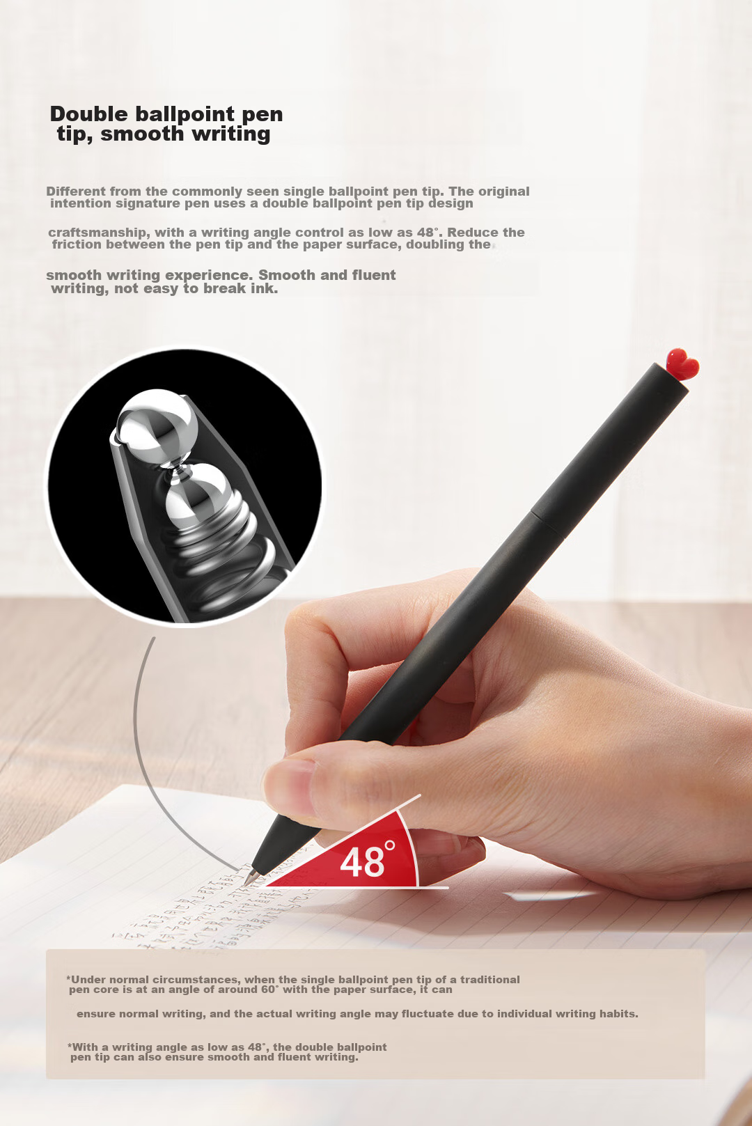 [Valentine's Day Gift] KACO Heart-Shaped Gel Pen, Stylish Rotating Refill, 0.5mm Black Pen, Signature Pen, Ink Pen, Exam Pen Set, Birthday Gift, One Set Each in Black And White 6