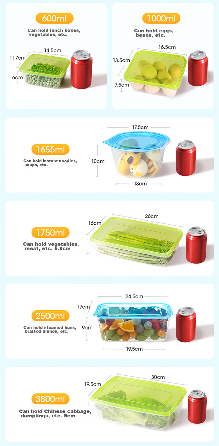 MARYYA Disposable Food Containers, 580ml*4 Set, Food-Grade Fresh-Keeping Picnic Portioning Takeout Containers with Lids, Microwave-Safe 15