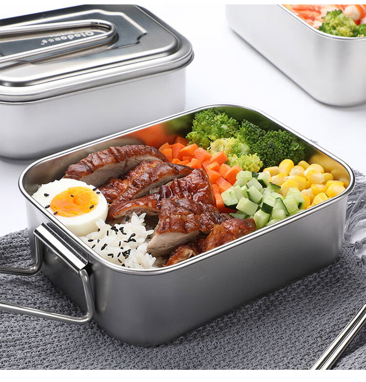 Quanshi 304 Stainless Steel Lunch Box with Lid, Fast Food Container, Office Worker Bento Box, Cafeteria Meal Box, No Dividers, 1200ml 16
