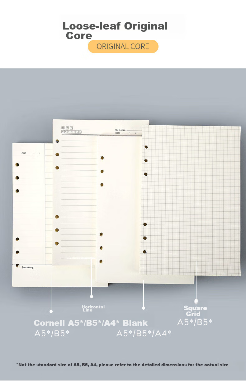 Faramon Loose-Leaf Refill Notebook Compatible with 6-Hole A5 Loose-Leaf Paper, 9-Hole B5 Grid Blank Paper Replacement for A4 Inner Pages, A5 - Meeting Minutes Inner Pages 2
