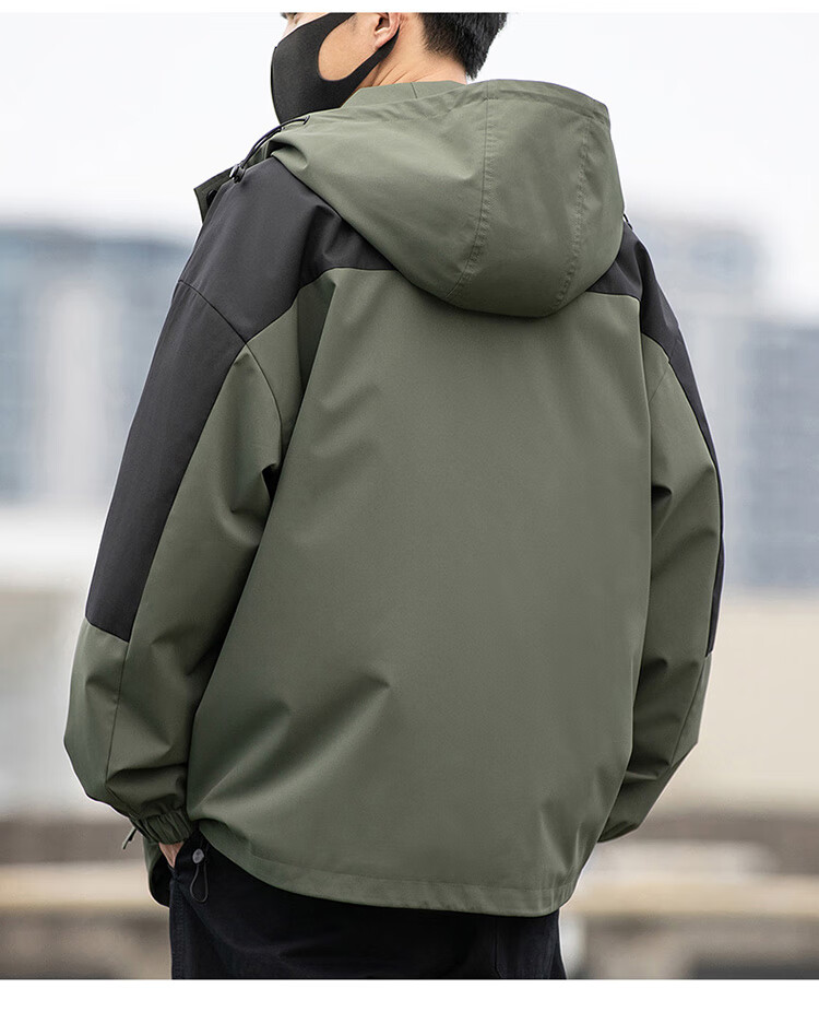 JEEP Men's Jacket, Spring And Autumn Casual Workwear, Loose-Fitting Windbreaker for Couples, Dark Green, Size L 16