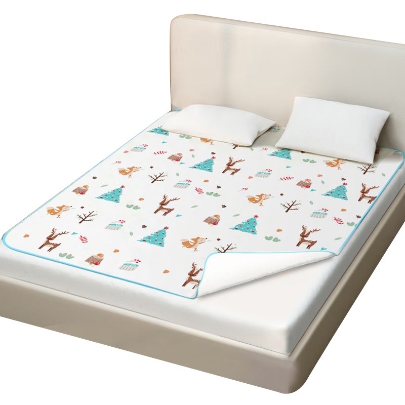 Tongkui Diaper Pad, Large Size for Infants, Washable, Waterproof Bed Sheet, Extra Large Breathable Baby Care Pad, Auntie Blue Deer, 150*200