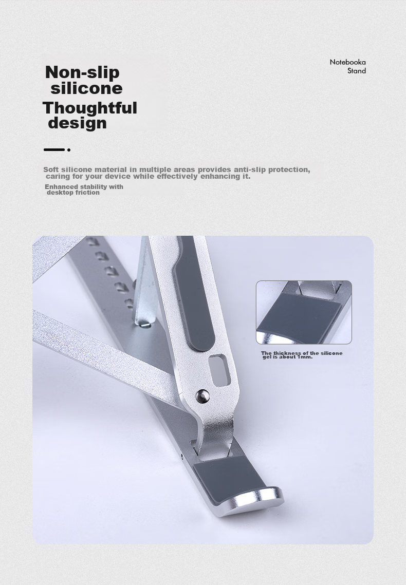 ECOLA Aluminum Alloy Folding Portable Notebook Stand BT21SV, Silver 8