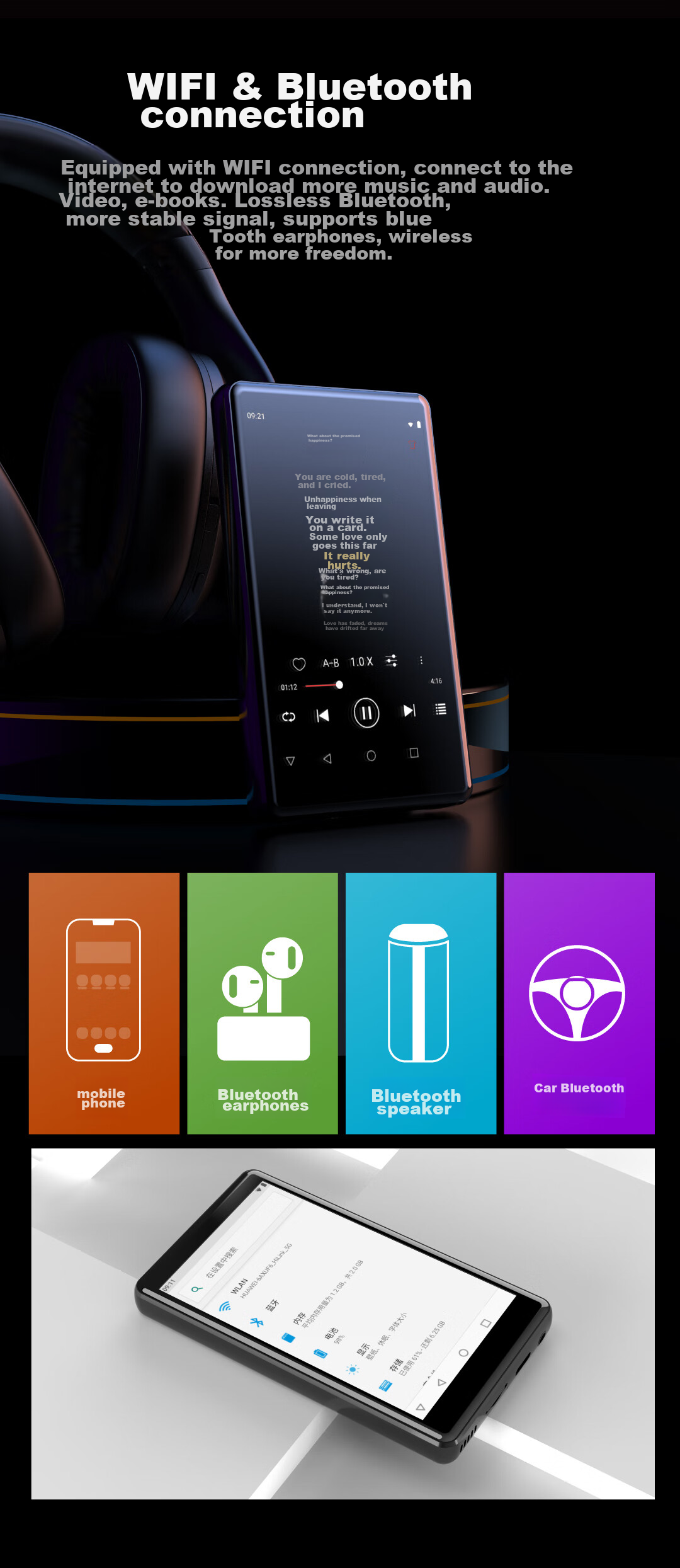 PHILIPS SA5019 Large Screen Touch MP3/MP4 Portable Player with Lossless Music Player for Listening to English And Reading Novels 3