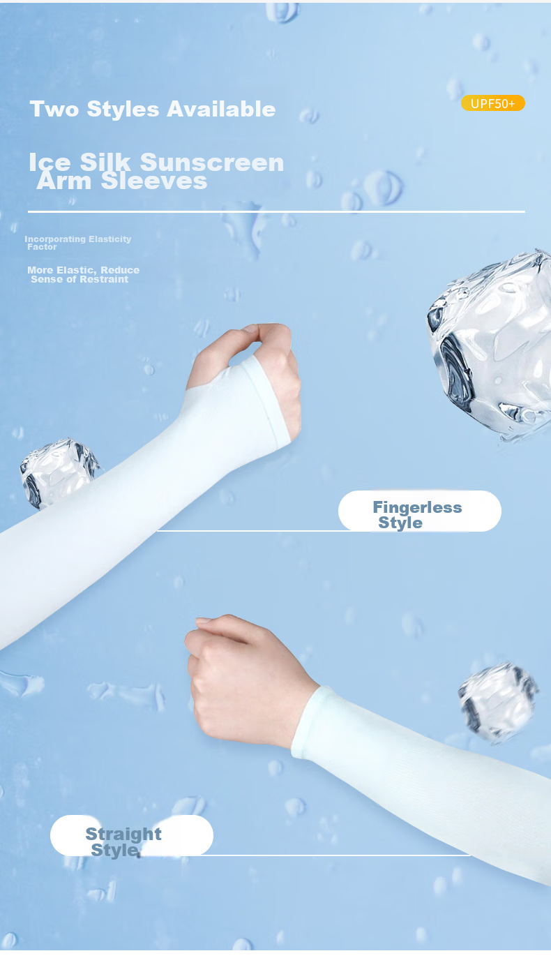 FitonTon Sun Protection Ice Sleeves for Women And Men Summer Driving Arm Guards [White/gray/black - Random Fingerless/straight Tube] 5