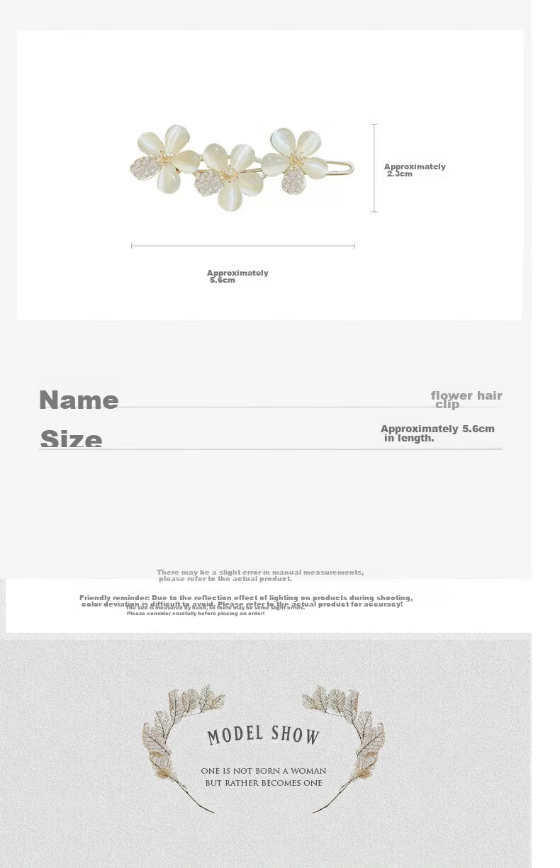 Xiangwan Flower Hair Clip Bangs Clip Side Hairpin One-Word Clip Hair Accessory Birthday Gift for Women 3