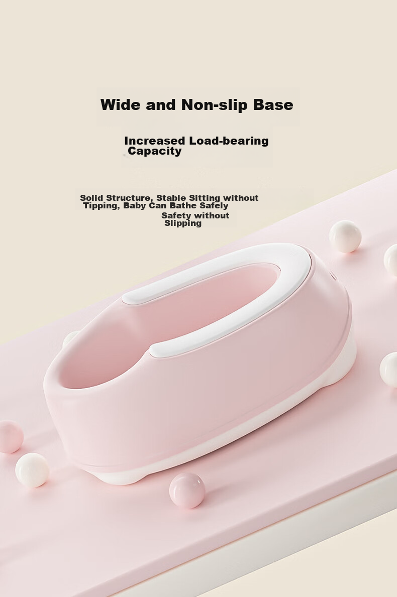 Babyhood Baby Bottom Washing Tool, Infant Bath Seat for Cleaning Buttocks, Children's PP Washing Basin with Thickened PU Seat Cushion, Champagne Pink 5