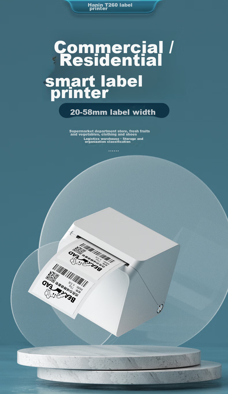 HPRT T260L Label Printer, Compact Portable Bluetooth Thermal Price Tag Barcode Label Paper Printer, Food And Bubble Tea Shop Self-Adhesive Sticker Commercial Label Machine 1