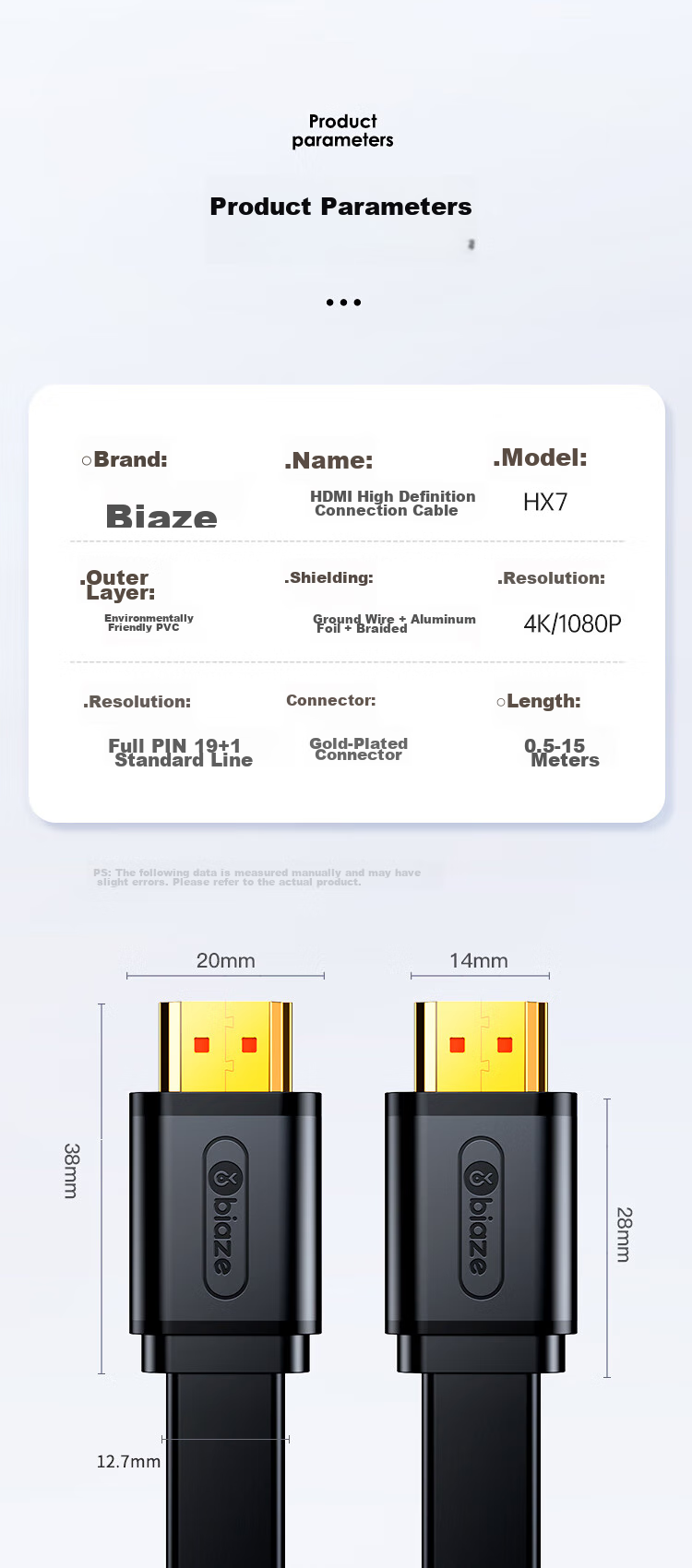 BIAZE HDMI Cable Version 2.0 Flat Cable, 3 Meters, 4K Digital High-Definition Cable, 3D Video Cable for Computer Set-Top Box to TV Projector Connectio 14