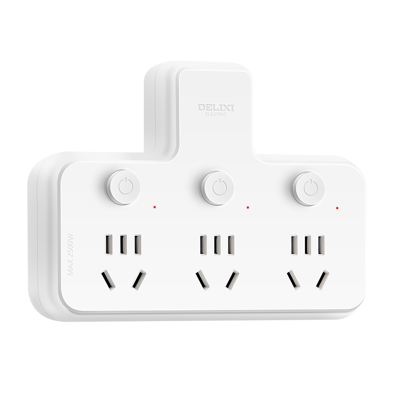 DELIXI Conversion Plug/triangle-Shaped One-To Socket/wireless Conversion Socket/power Converter/power Strip/power Bar with Individual Switches