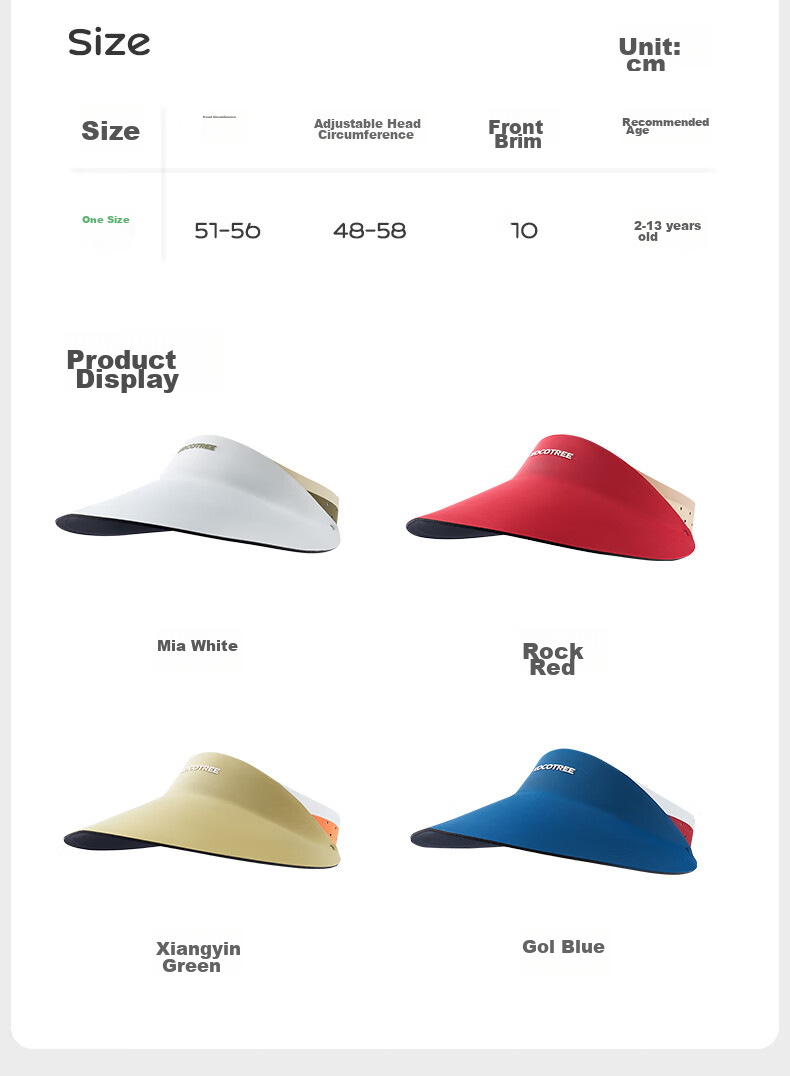 Kocotree Children's Sun Protection Hat, Seamless One-Piece Shaped Sun Hat, Wide-Brimmed Visor Cap, Lightweight Outdoor Sports Hat, Red 29