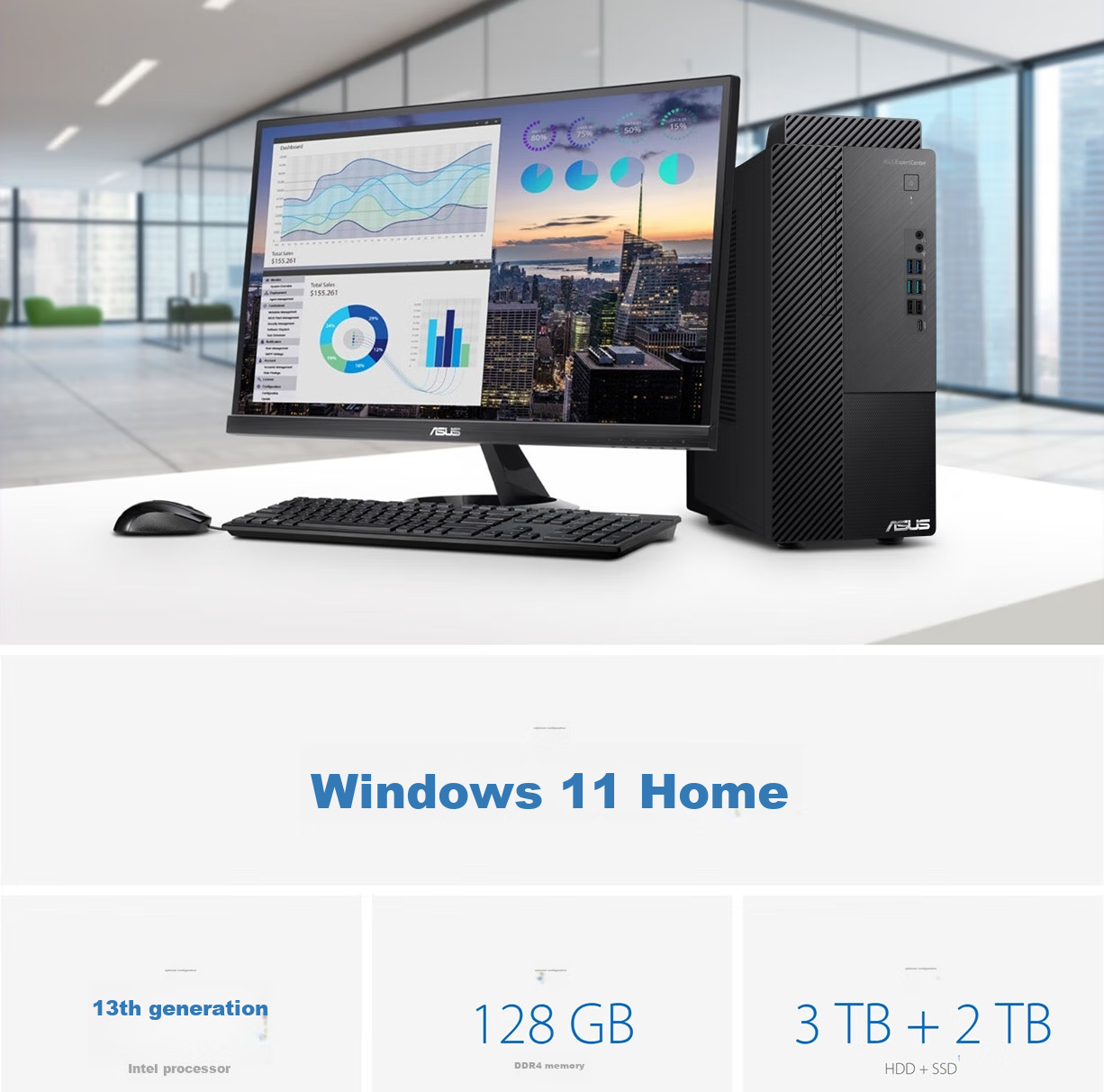 ASUS Intel 13th Gen I5-13500/16GB (2*8GB)/1TB SSD/3-Year Warranty/Keyboard And Mouse/Wireless Network Card/23.8-Inch 3