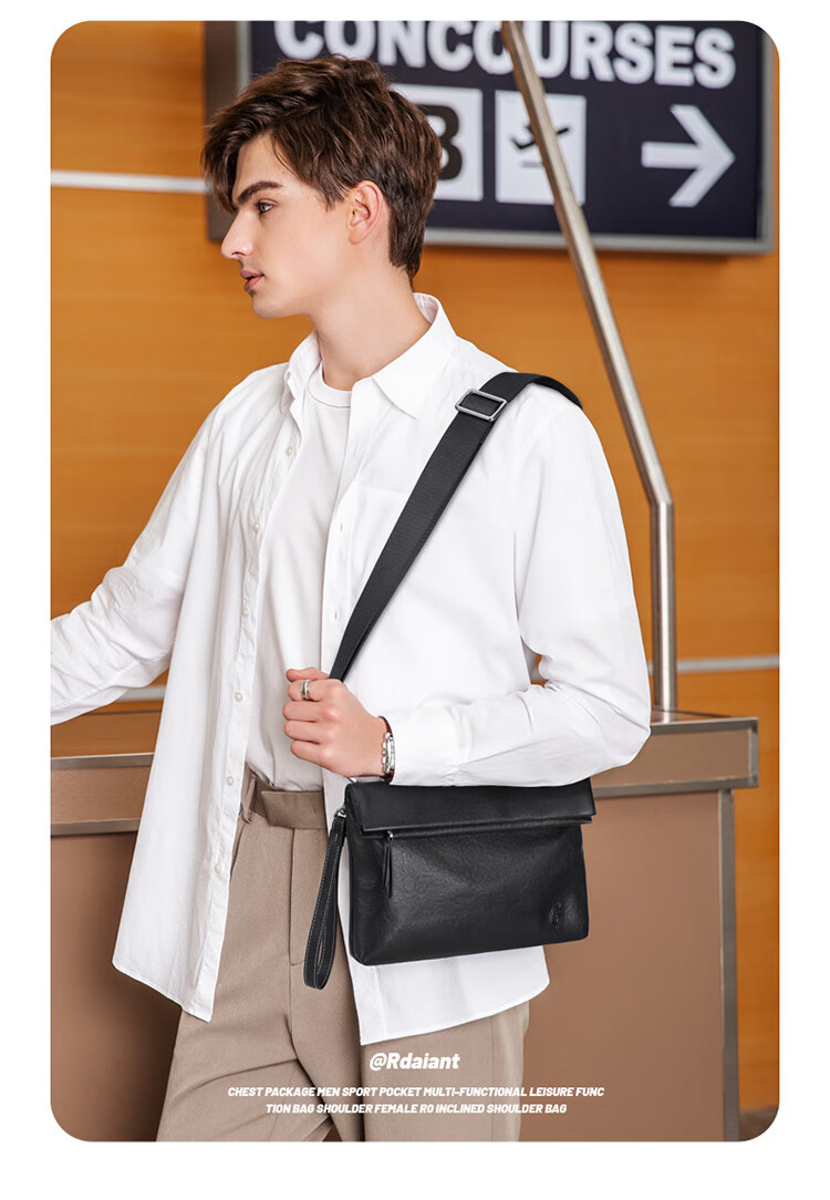 GOLF Shoulder Bag for Men, Top-Grain Leather Crossbody Bag with Multiple Card Slots, Handbag with Dual Use for Phone And IPad, Business Bag for Me 2