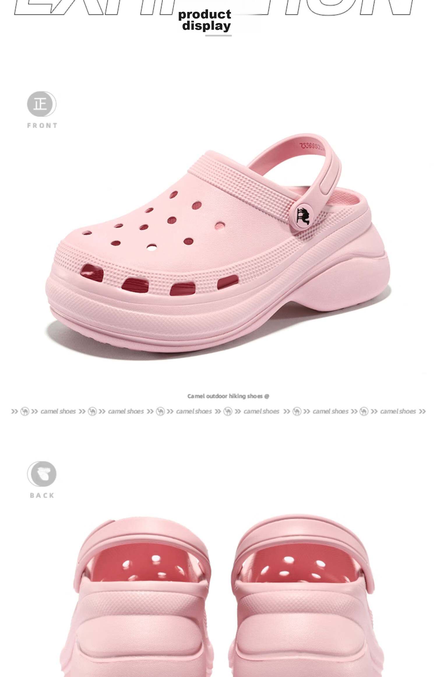 CAMEL Women's Perforated Shoes, New Summer Casual Fashion Outdoor Thick-Soled Non-Slip Closed-Toe Sandals And Slippers for Women, 0632 15
