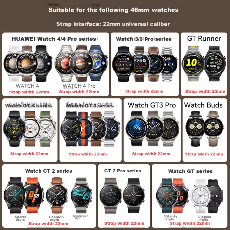 KOVOL Compatible with Huawei Watch Bands for Watch5/4/3/GT6/5/5Pro/4/3/pro, Crazy Horse Pattern Genuine Magnetic Clasp, Honor Universal 46mm Dial Leather Strap | Black 1