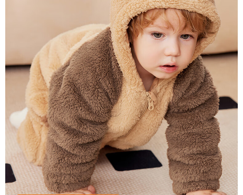 Beitaisi Baby Clothes Autumn Winter Padded Onesie, Thickened Warm Cute Fluffy Baby Outdoor Cotton Jacket Romper 3