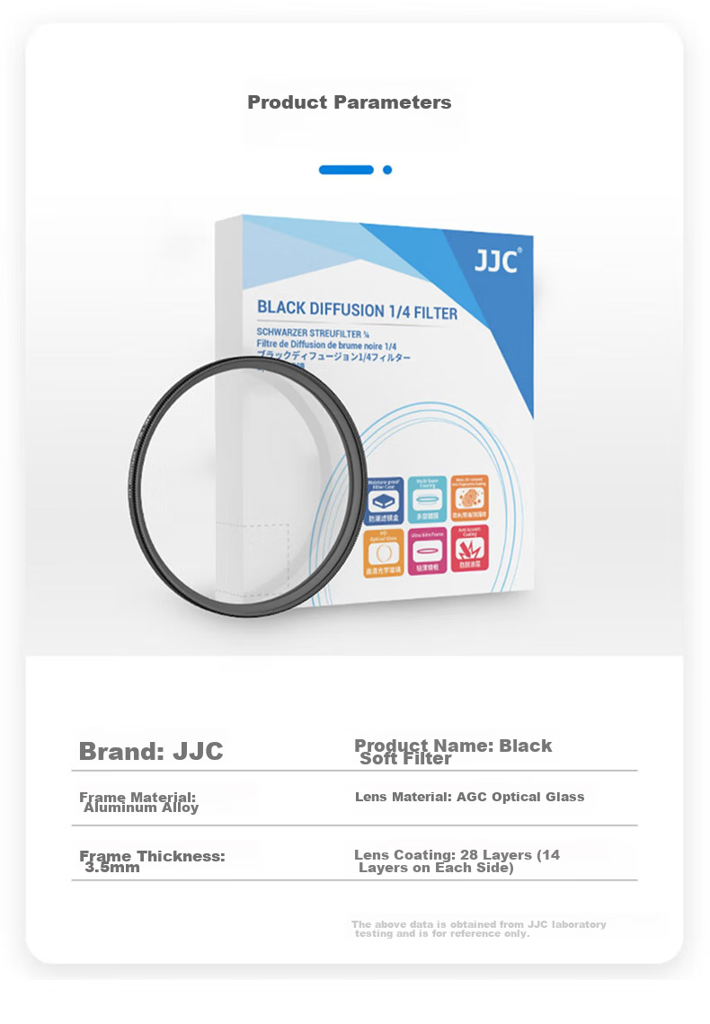 JJC Black Soft Filter, 1/4 Stop, Soft Light Filter, Soft Focus Diffusion Lens, Portrait Softening Filter, Suitable for Canon Nikon Sony Fuji DSLR Mirrorless Camera, 52mm 3