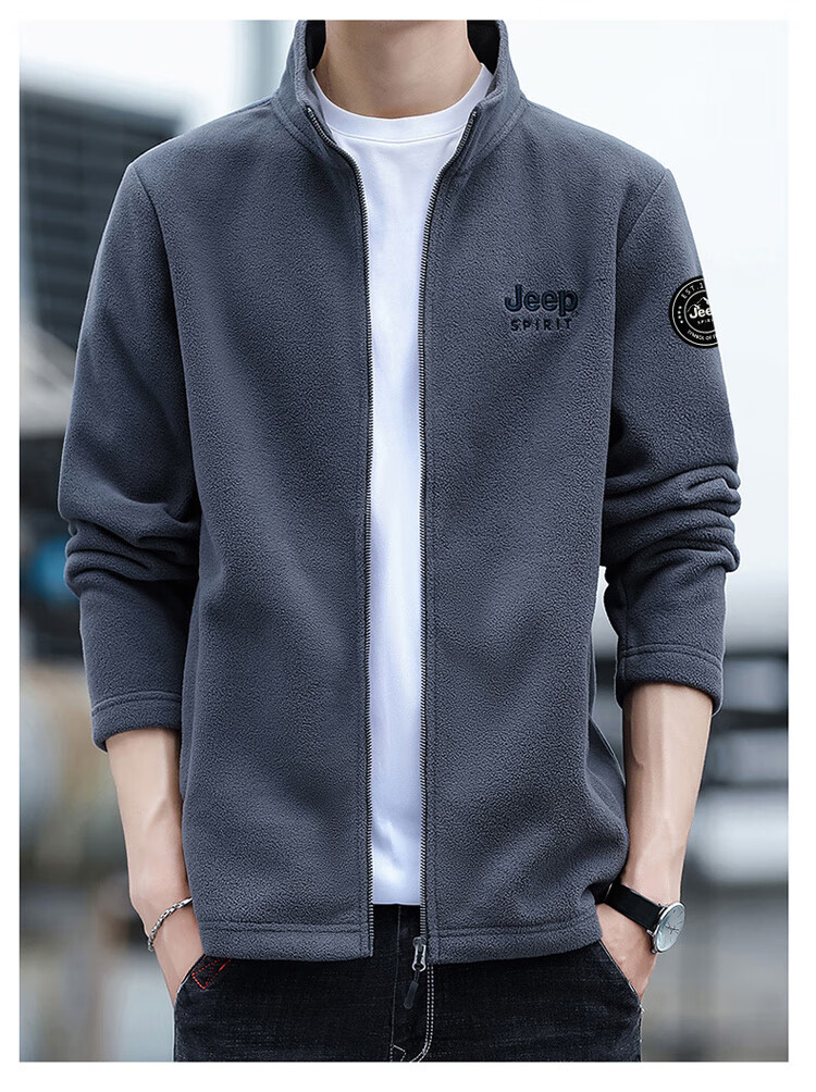 JEEP SPIRIT Men's Jacket, Zip-Up Sweatshirt, Autumn Menswear, Long-Sleeved Loose Casual Trendy Fleece Clothing 4
