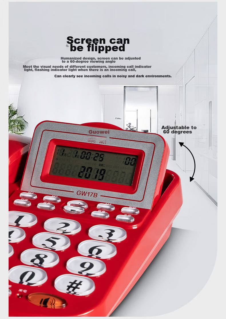 Guowei Landline Telephone, Fixed-Line Phone for Business Office And Home Use, Battery-Free Dual Interface with Caller ID, Internal Intercom, Ringtone Volume Adjustment GW17B (White) 3