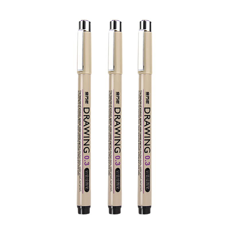 Genvana Needle-Tip Pen, Line Drawing Pen, Signature Pen, 0.3mm Pen Width, Pack of 3, G-0953