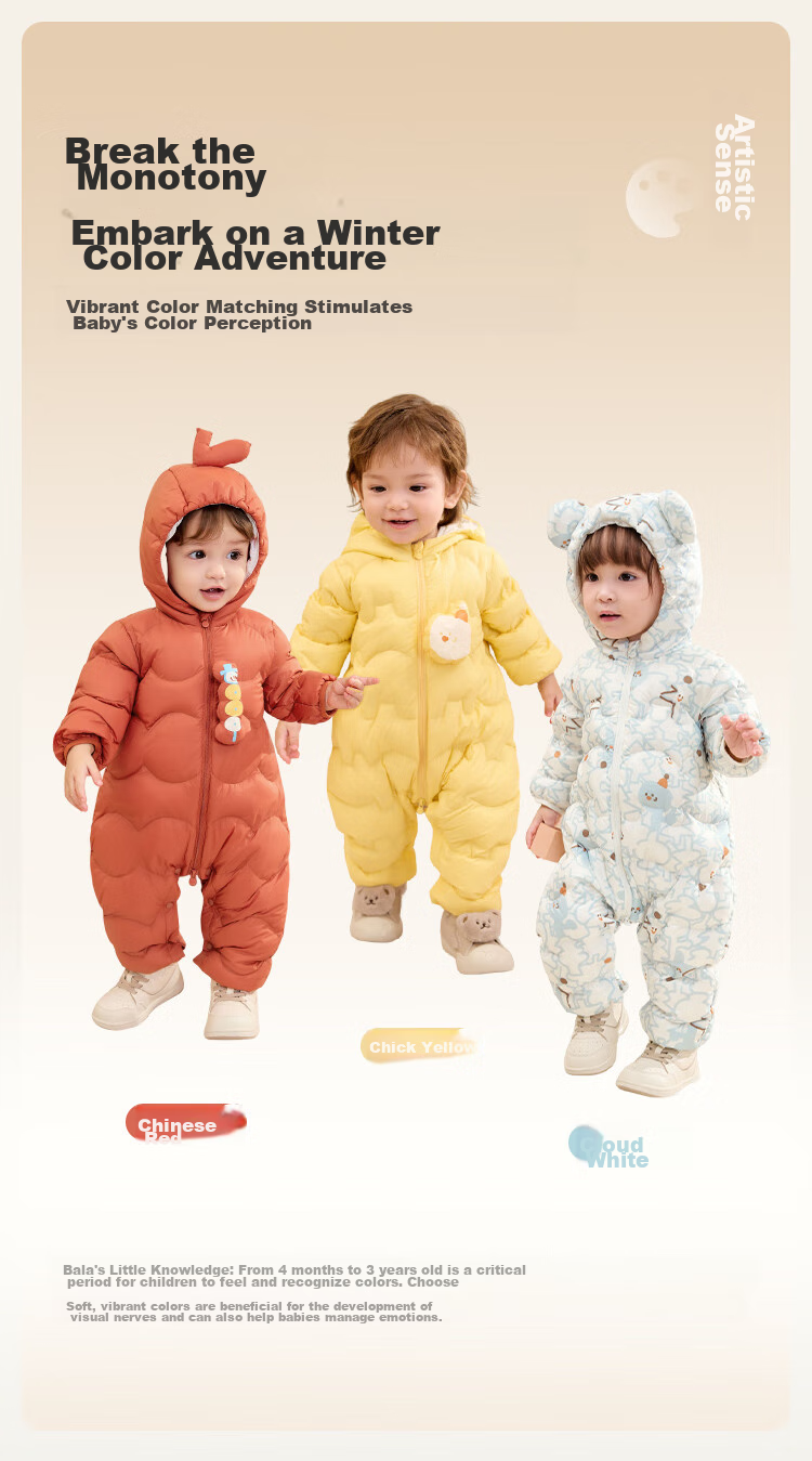 BALABALA Children's Clothing, Baby Romper, Lightweight down Jacket, Infant Clothes, Winter Outfit, Wraparound Bodysuit, Crawling Suit, for Boys And Girls, Cute And Adorable 8