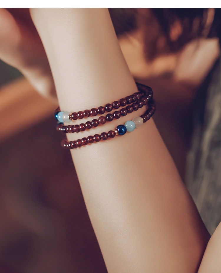 Fenghuangniepan Natural Garnet Bracelet for Women, 2026 New Multi-Layer Crystal Beaded Bracelet with Lucky Beads, Birthday Gift for Mom And Ladies 5