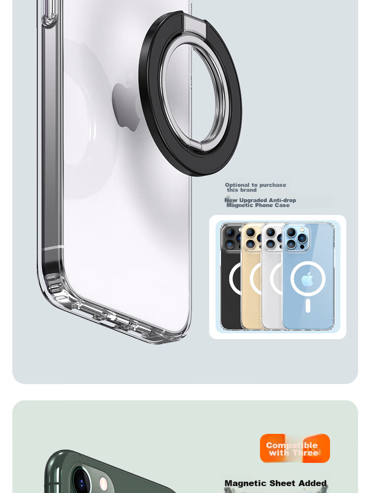 ESCASE Phone Ring Holder Stand, Huawei Mate60 Magnetic Stand, Apple 14 Pro Phone And IPad Desktop Stand, MagSafe Metal Alloy, Free Rotation, Black DMF02 13