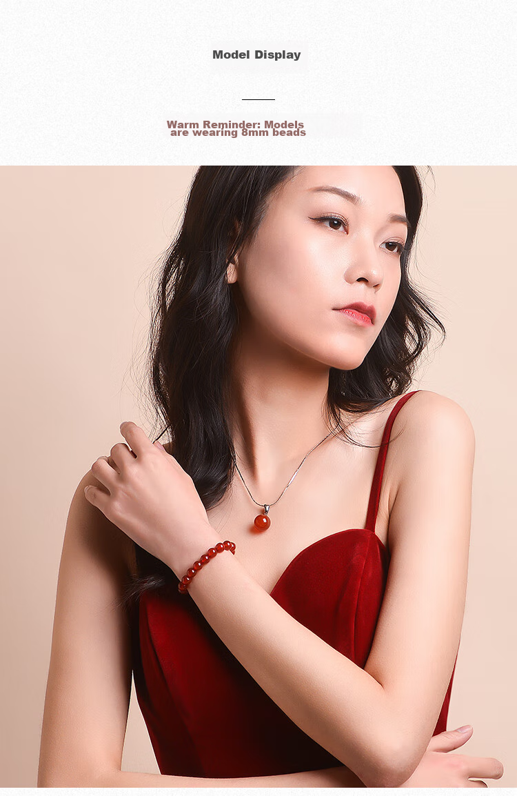 Istone Red Agate Bracelet, Couple's Beaded Bracelet, 12mm, New Chinese Style, Birthday Gift for Girlfriend 9