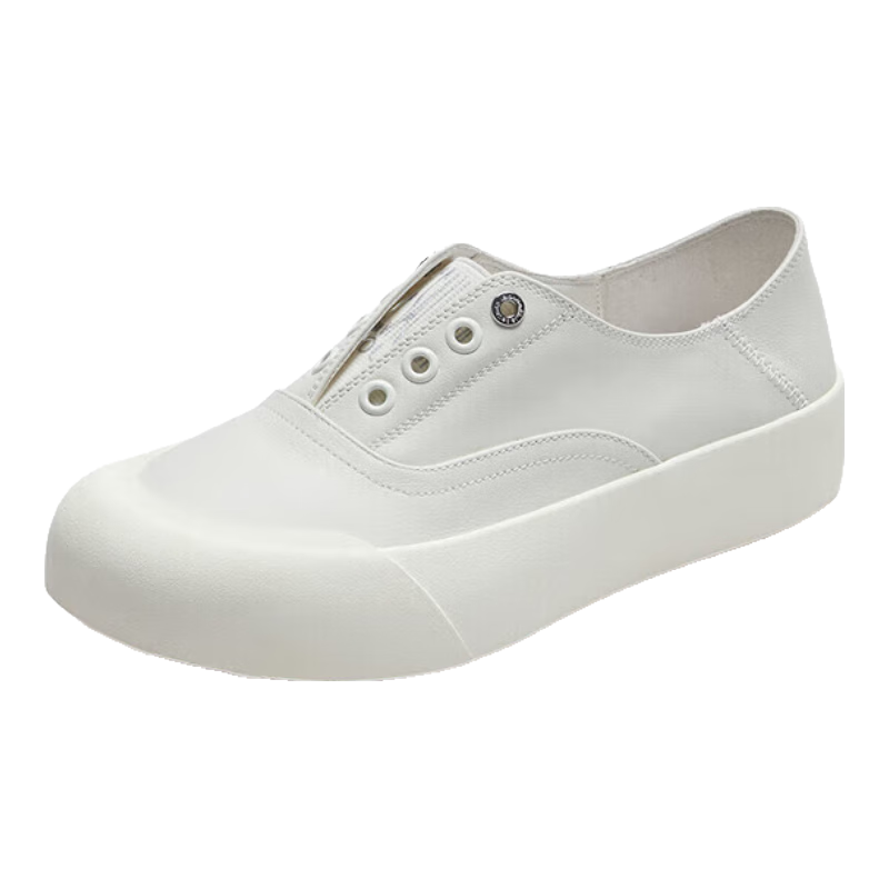 Le Saunda Shen Mengchen Same Style White Sneakers Slip-On Casual Shoes for Women with High-End Feel 39301 Beige OWL Size 36