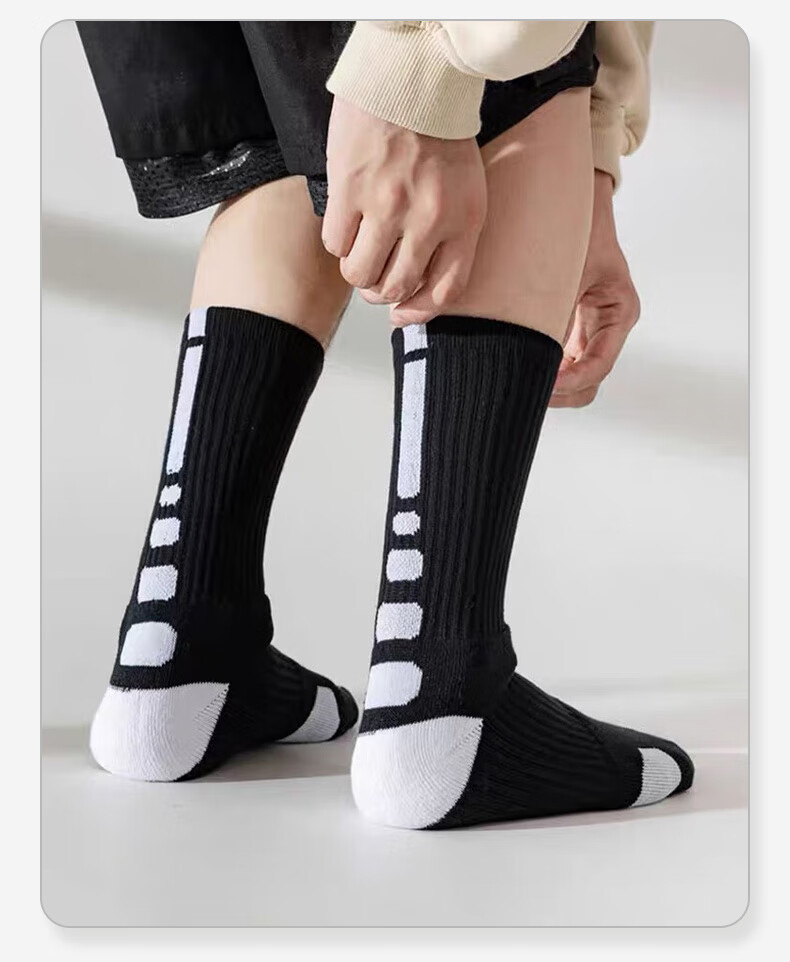 VICTORIATOURIST 3 Pairs Spring Summer Basketball Socks Men Sports Socks Anti-Slip Breathable Terry Bottom High Tube Running Socks 16