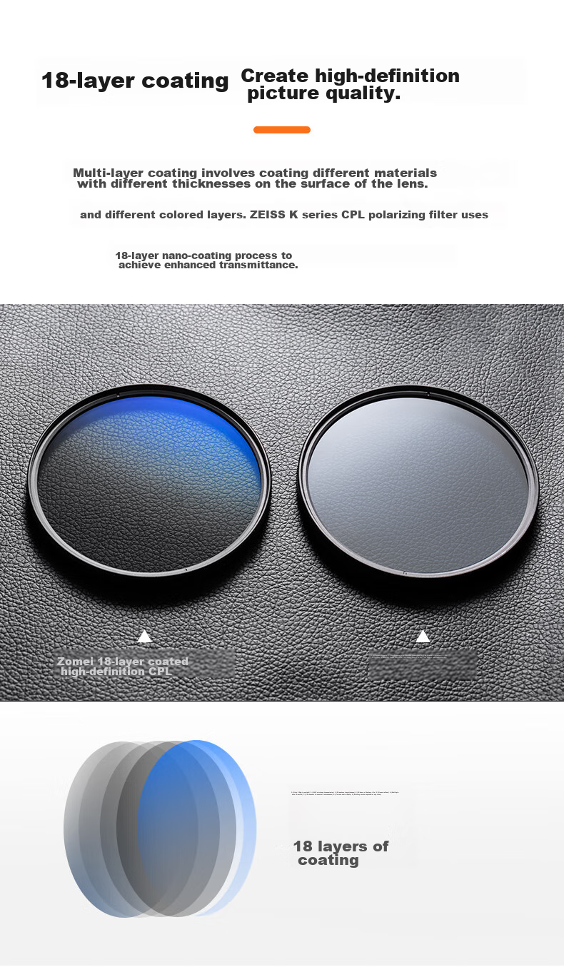 Zhuoer True Color CPL Polarizing Filter, Ultra-Clear Filter Double-Sided Multi-Layer Coating Eliminates Reflections Suitable for Canon Sony Landscape Photography, 49mm CPL Lens 12