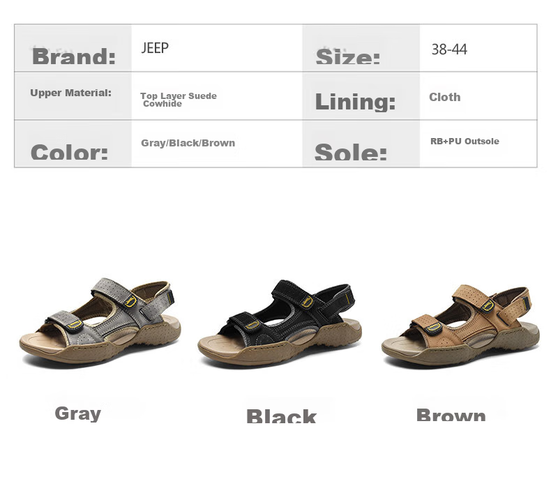 JEEP Men's Outdoor Sports Breathable Sandals, Water-Friendly Slippers, Non-Slip Wear-Resistant River Tracing Shoes, Hiking Shoes 8