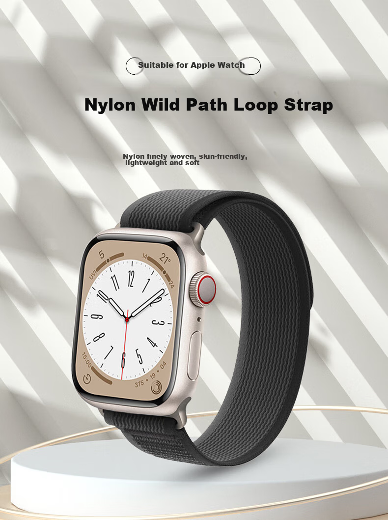 ESCASE Compatible with Apple Watch Bands IWatch Ultra 3/S11/10/9/8/SE3 Sports Waterproof Trail Loop Magic Tape Black with Gray 42/44/45/49mm 1