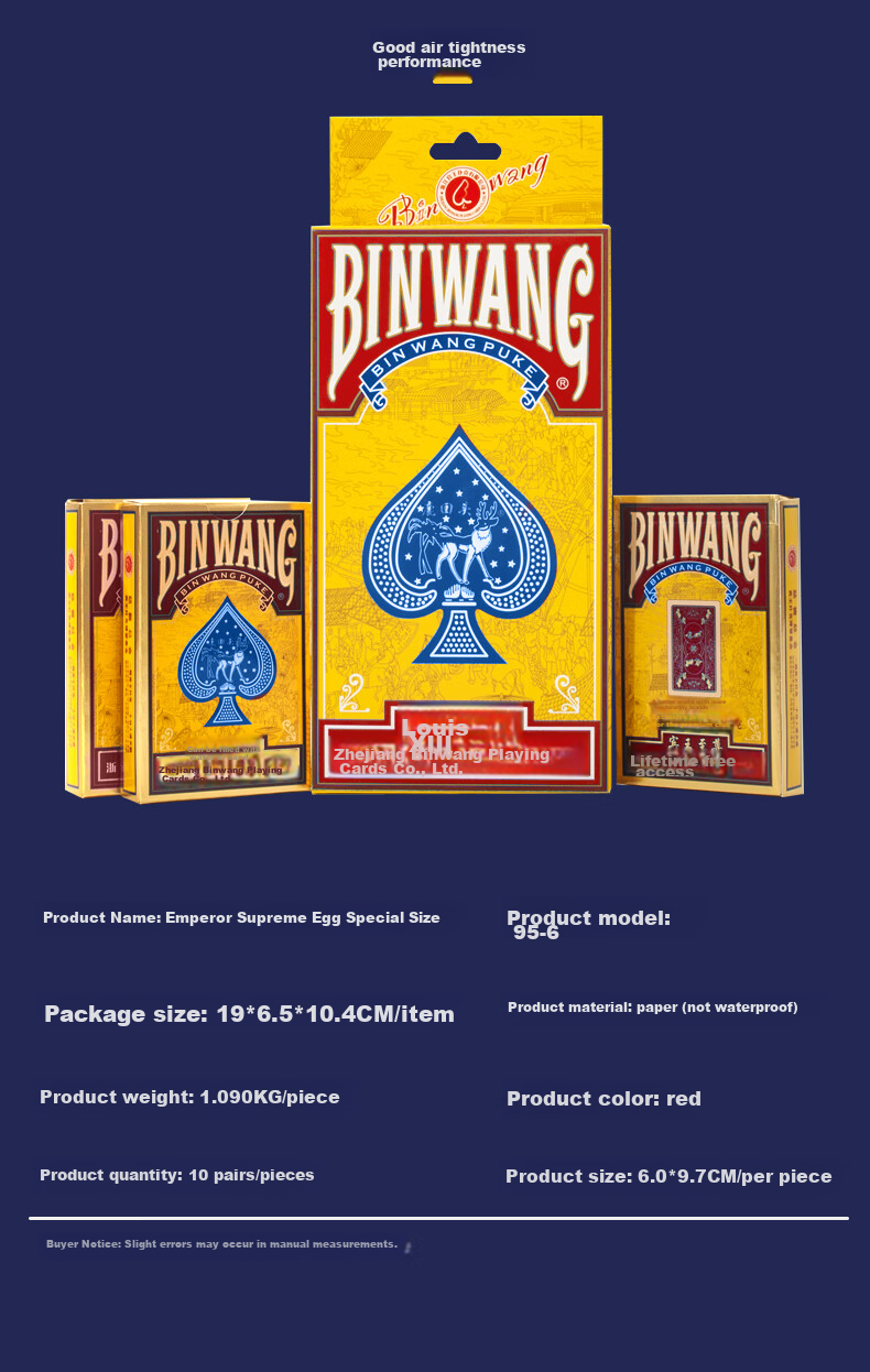 Binwang Guandan Special Playing Cards, Imported Black Core Paper, Durable Premium Playing Cards for Table Games, 10 Decks in Red, 2032 10