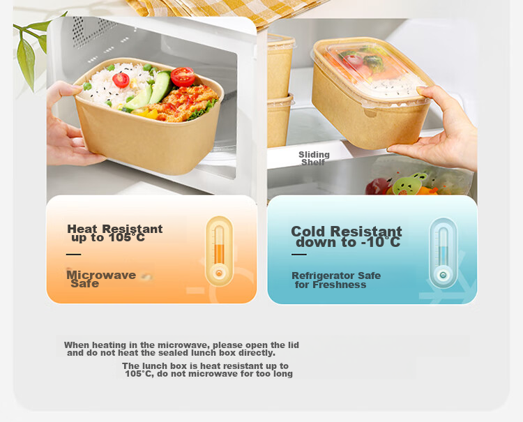 MARYYA Disposable Square Food Containers 1000ml*20 Sets, Food-Grade Picnic Takeout Fruit Kraft Paper Packaging Boxes with Lids 7
