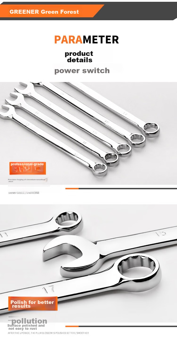 GREENER Wrench Set, Open-End And Box-End Combination, 10-Piece Set, 8mm-24mm, for Home Use, Fixed Spanners, Car Repair 12