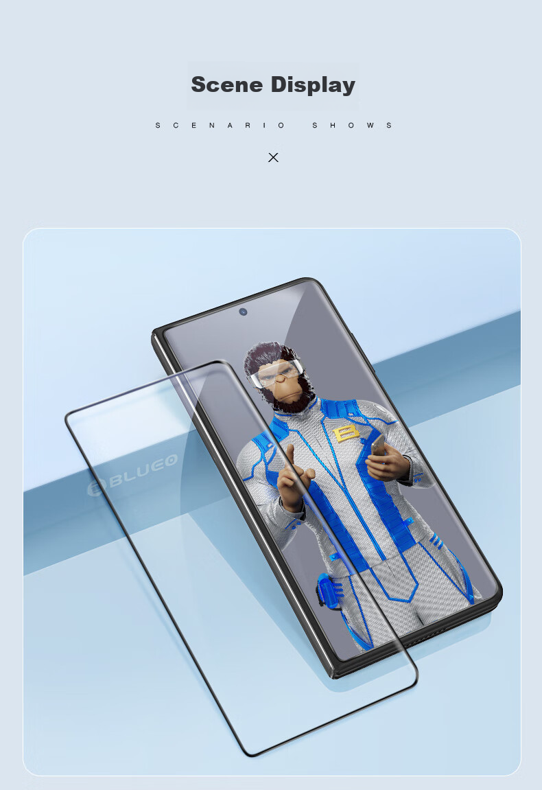 BLUEO Tempered Glass Screen Protector for Honor Magic V5, AR Anti-Reflective Curved Full Adhesive Shockproof Anti-Fingerprint Protective Film for Magic V5 Smartphone 17