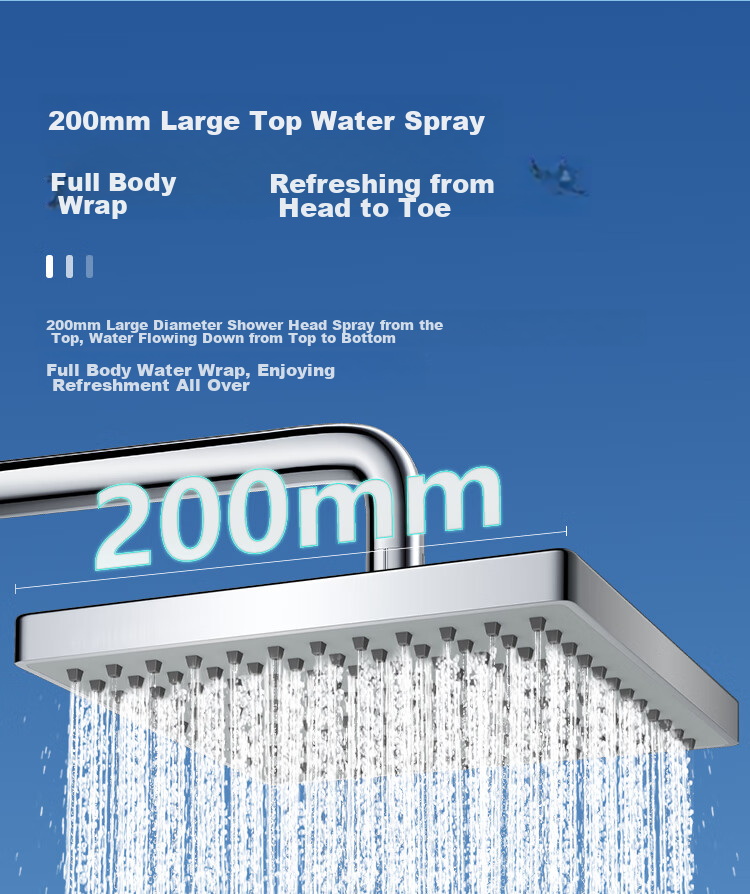 Larsd Ceiling Shower Head, Shower Sprayer, Top Spray, Pressurized Water-Saving Square Large Shower Head AL8076 7