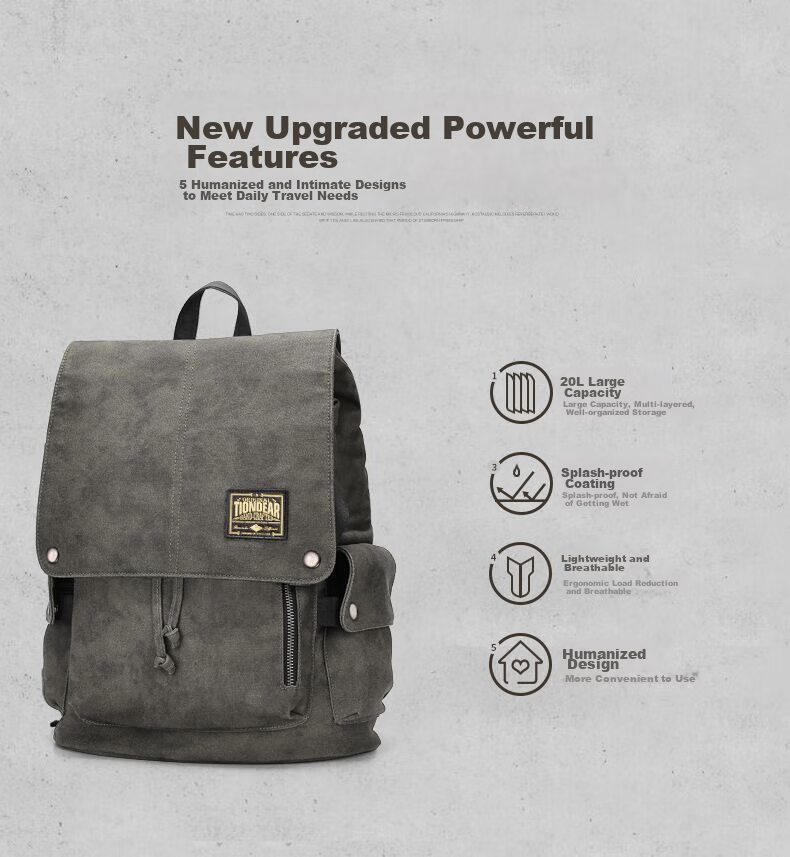 Teemzone Fashion Water-Resistant Backpack for Men, Large Capacity Laptop Bag, Trendy Schoolbag, Birthday Gift 4