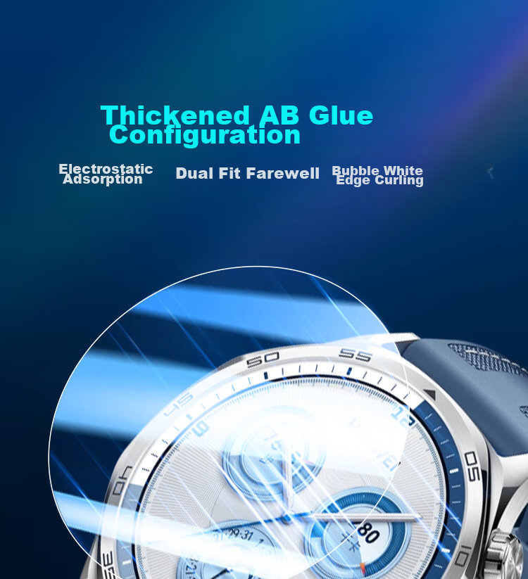 ESCASE [Three-Piece Deluxe Set] Huawei Watch GT5 Tempered Glass Screen Protector, Full Coverage, HD Clear, Shatterproof, Fingerprint-Resistant Protective Film for Watch GT5Pro, 46mm Dial 7