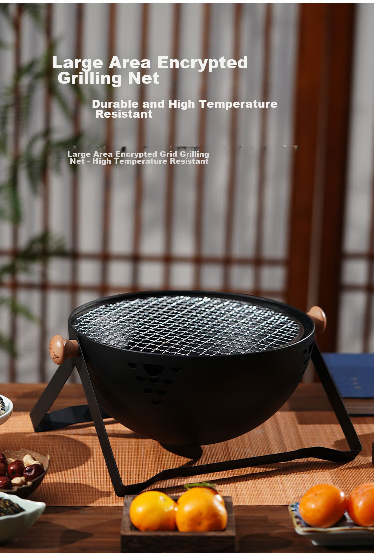 Suncojia Barbecue Grill, Tea Brewing Stove, Smokeless Grilling Pan, Wooden Charcoal Grill, Korean Smokeless Charcoal Grill 4