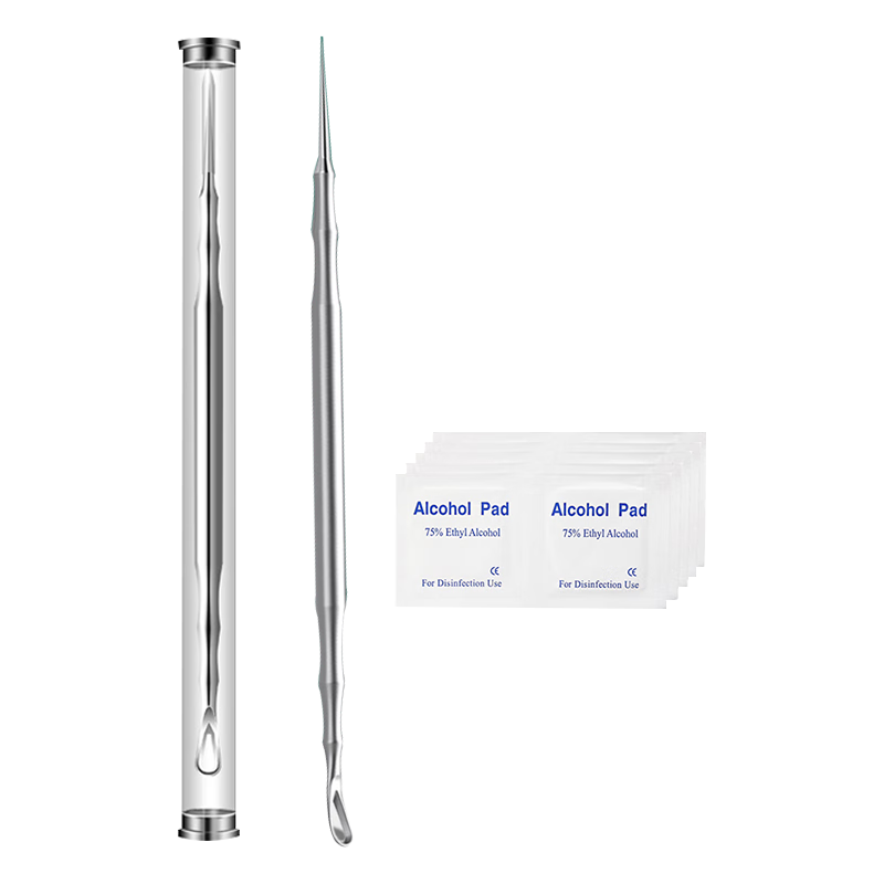 Jianyingshu Ultra-Fine Straight Head Acne Needle, with Alcohol Pad, Blackhead Tweezers for Acne And Beauty, Cell Removal Tool