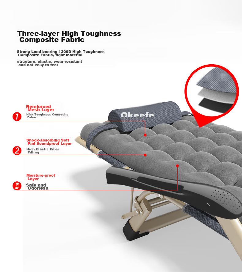 OKeefe Folding Bed, Lounge Chair, Single Bed, Office Nap Chair, Folding Chair, Hospital Companion Bed, Camp Bed, Integrated Seat Cushio 3