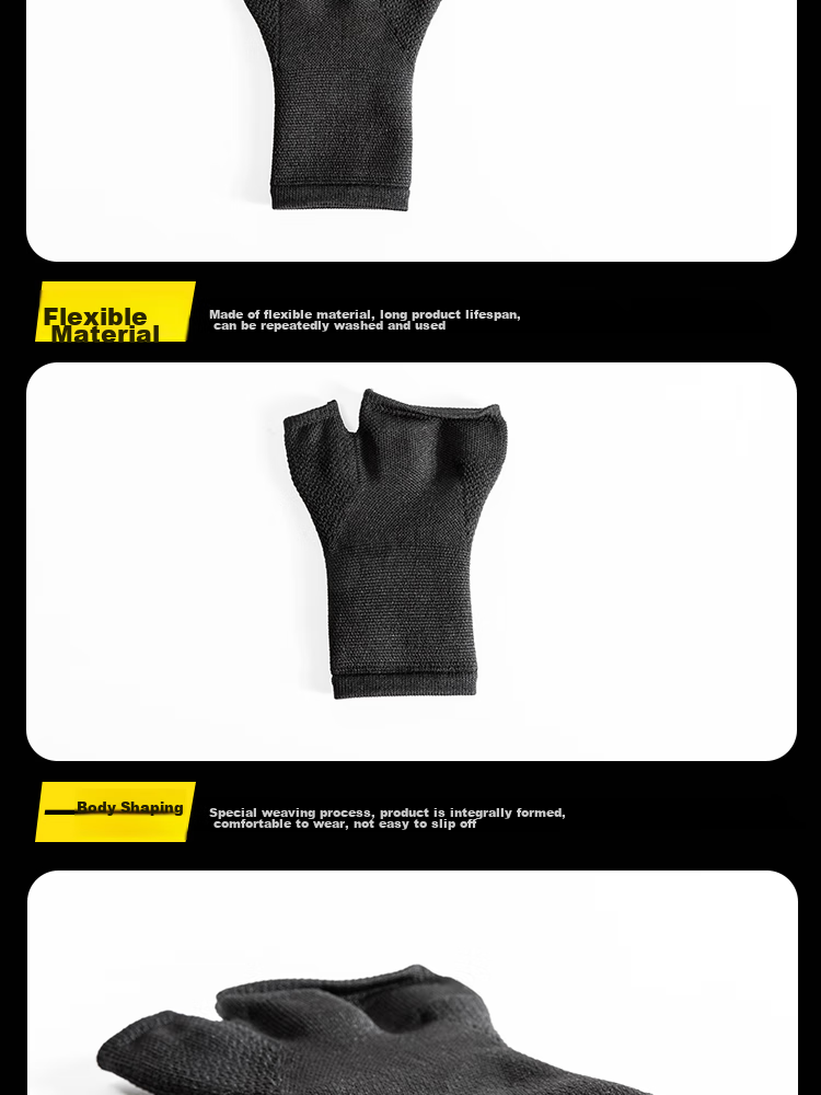 D&M Men's Compression Wrist And Palm Guards, Fingerless Gloves for Dumbbell, Pull-Up Bar, And Equipment Training, Imported from Japan, One Pair 8