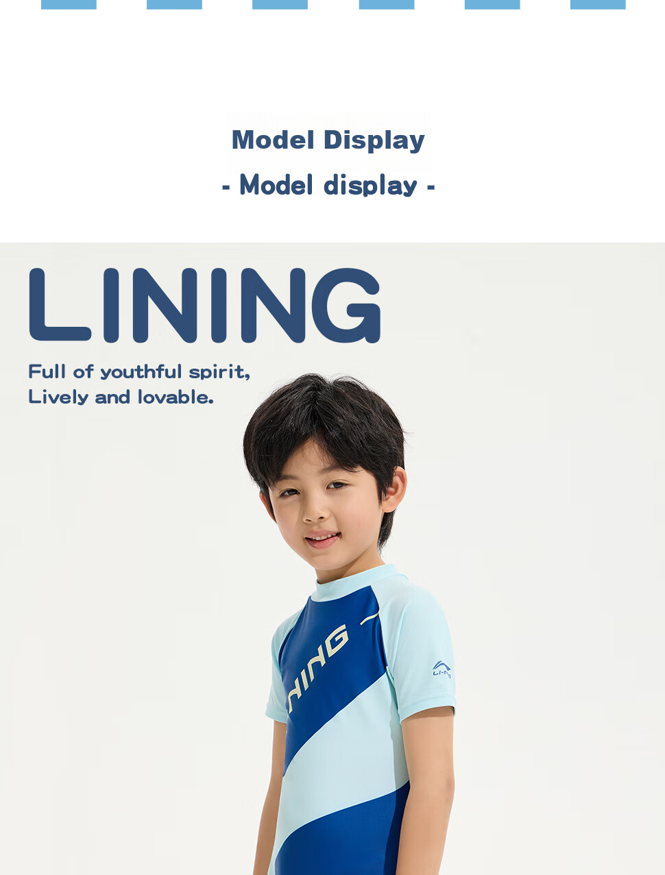 Li-Ning Children's Swimsuit, Boys' One-Piece Surfing Suit, Comfortable And Breathable, for Beach And Hot Springs, Swimwear 804, Blue, Size 140 10
