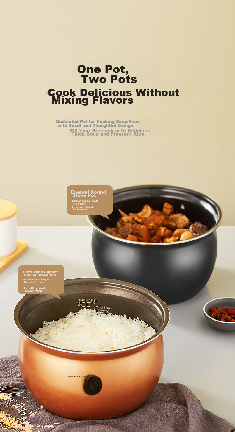 Midea Electric Pressure Cooker High-Pressure Pot One-Touch Exhaust Household Rice Cooker Smart Large Capacity Double Inner Pot Multifunctional Scheduled Timer Removable Lid MY-C5841G 10