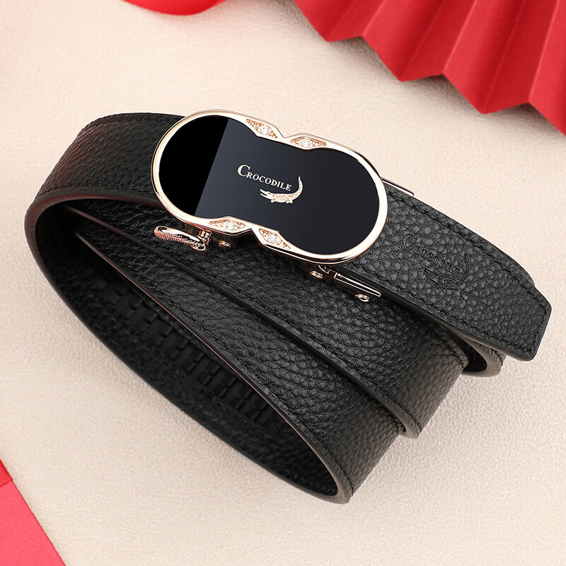 CROCODILE Top-Grain Leather Women's Belt with Automatic Buckle, Fashionable Business Style Waistband for Men's Trousers, Birthday Gift for Women 3609